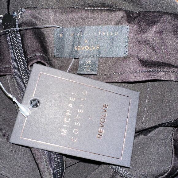 Michael Costello Black Flare Pants XS Satin Trouser Designer Revolve $188 NEW - Picture 7 of 7